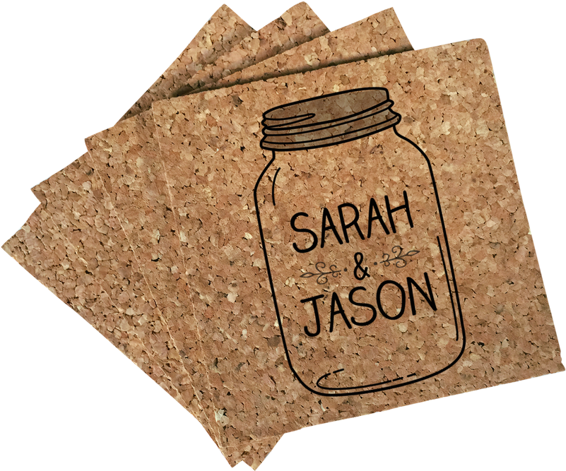 Mason Jar Love Cork Coasters - Cork Coasters(pack Of 4) (1200x805), Png Download