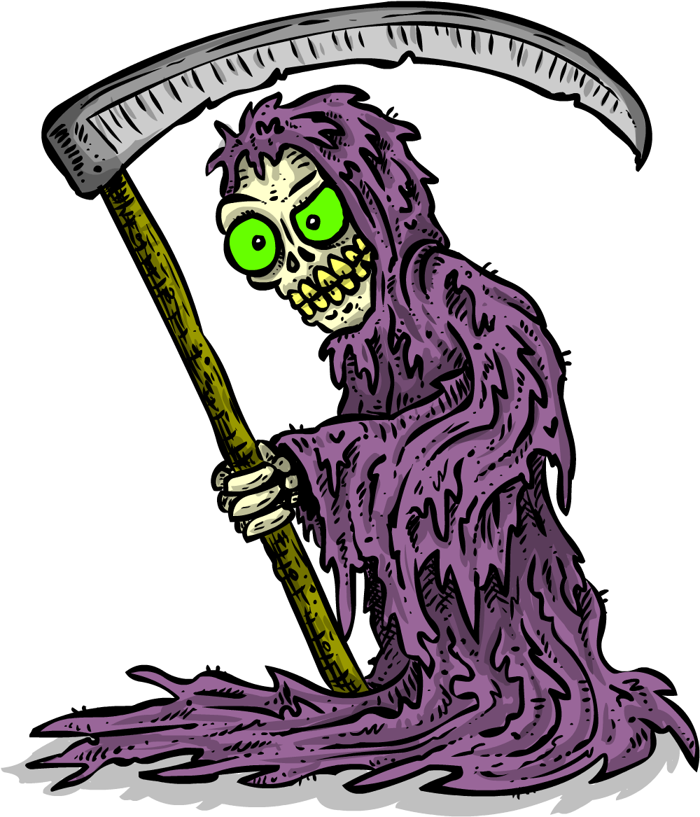 Image Of Googly-eyed Grim Reaper Vinyl Sticker - Sticker (1372x1372), Png Download