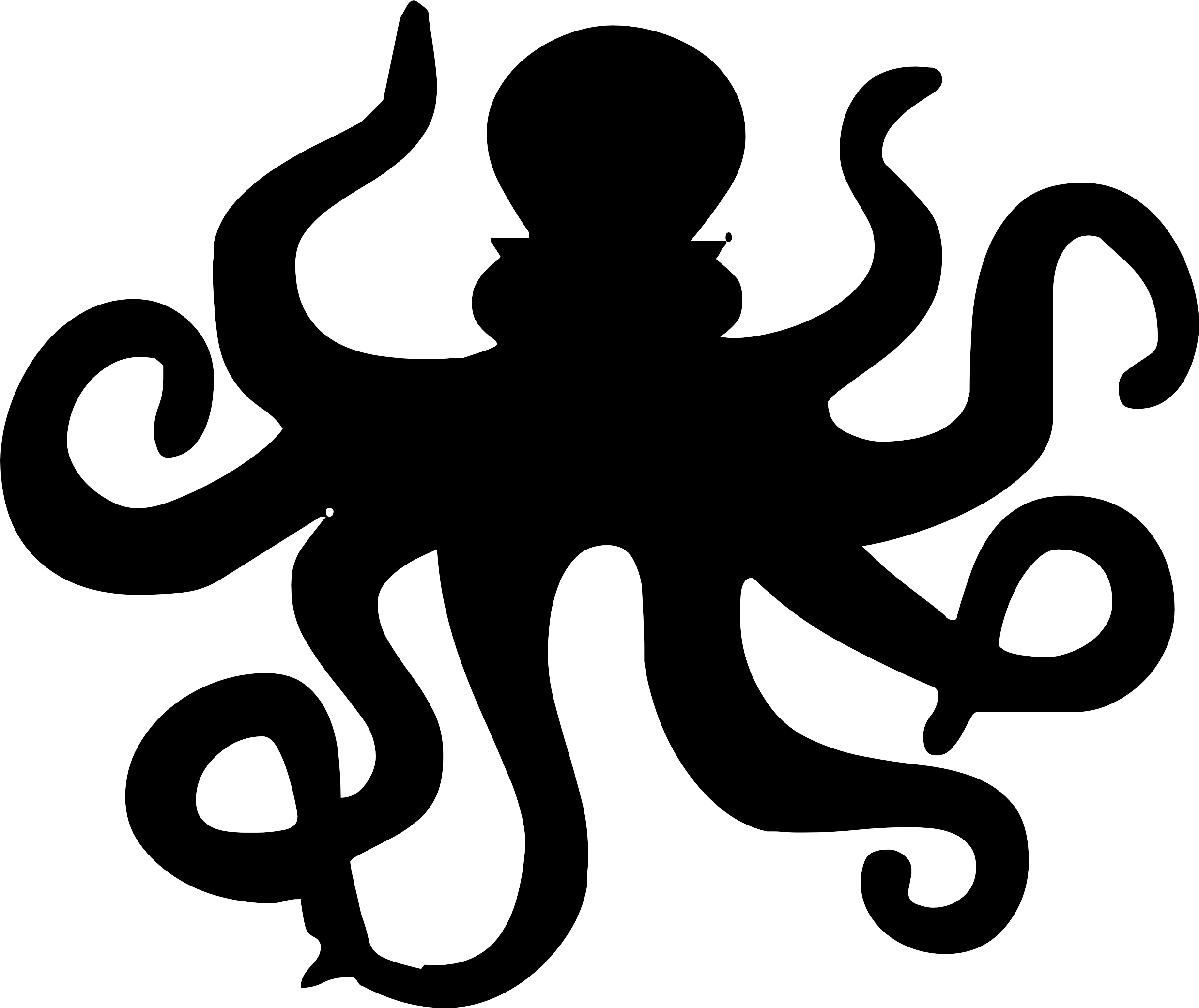 Octopus Line Drawing (849x720), Png Download