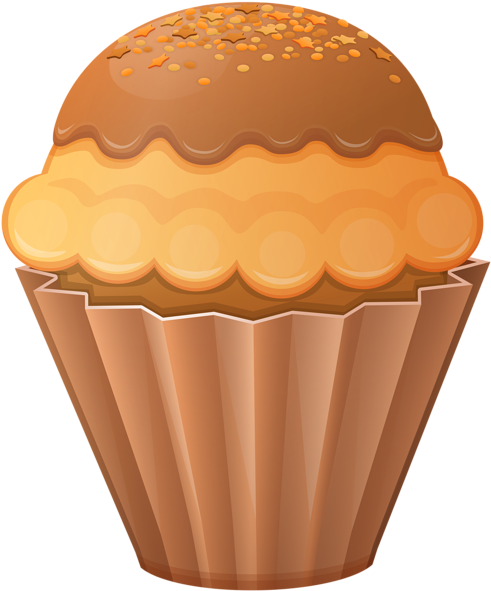 Brown Cupcake Png Clip Art Image - Cupcake Clip Art Brown (498x600), Png Download