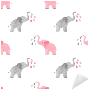Watercolor Cute Elephants Pattern - Elephants Pattern (400x400), Png Download