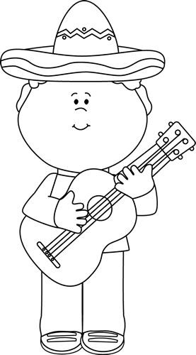 Black And White Cinco De Mayo Kid - Clipart Black And White School Supplies (277x500), Png Download