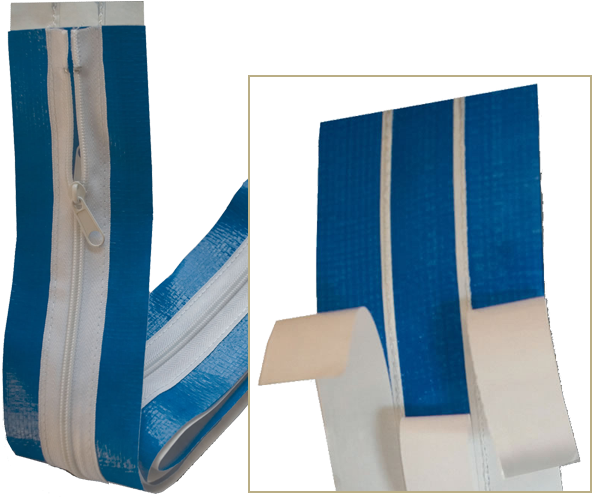 2-pack Of Blue Stick N' Zip Zippers 3″ X 84″ - Adhesive Zipper (600x510), Png Download