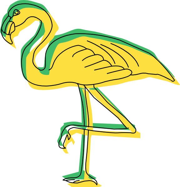 Small - Yellow Flamingo Clipart (576x597), Png Download