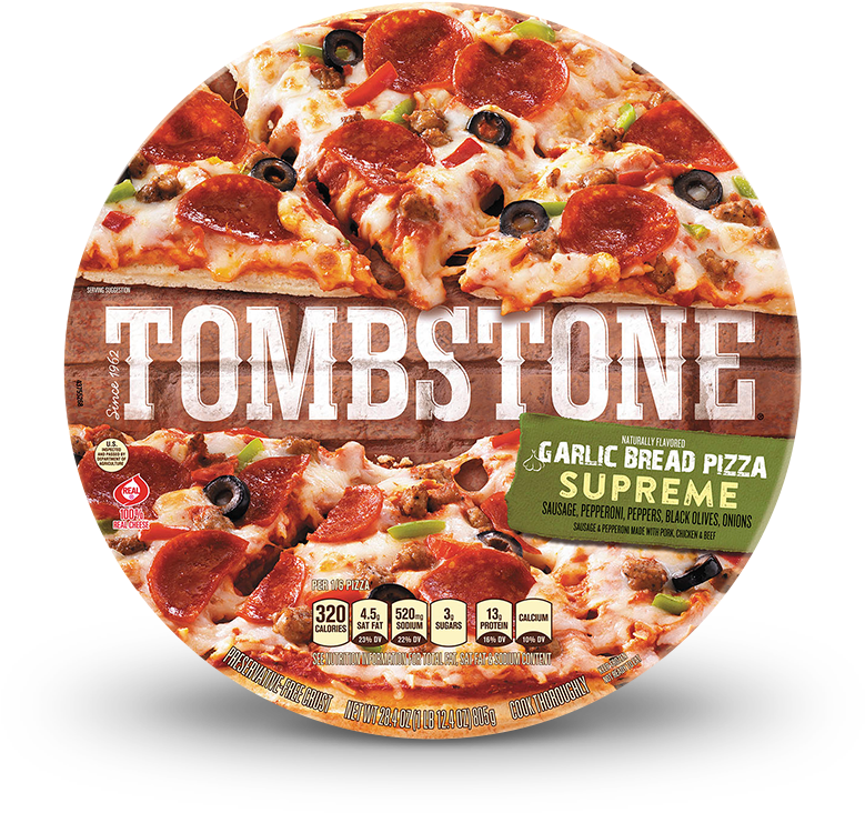 Tombstone Supreme Garlic Bread Pizza - Tombstone Garlic Bread Pepperoni Pizza 27 Oz. (780x779), Png Download