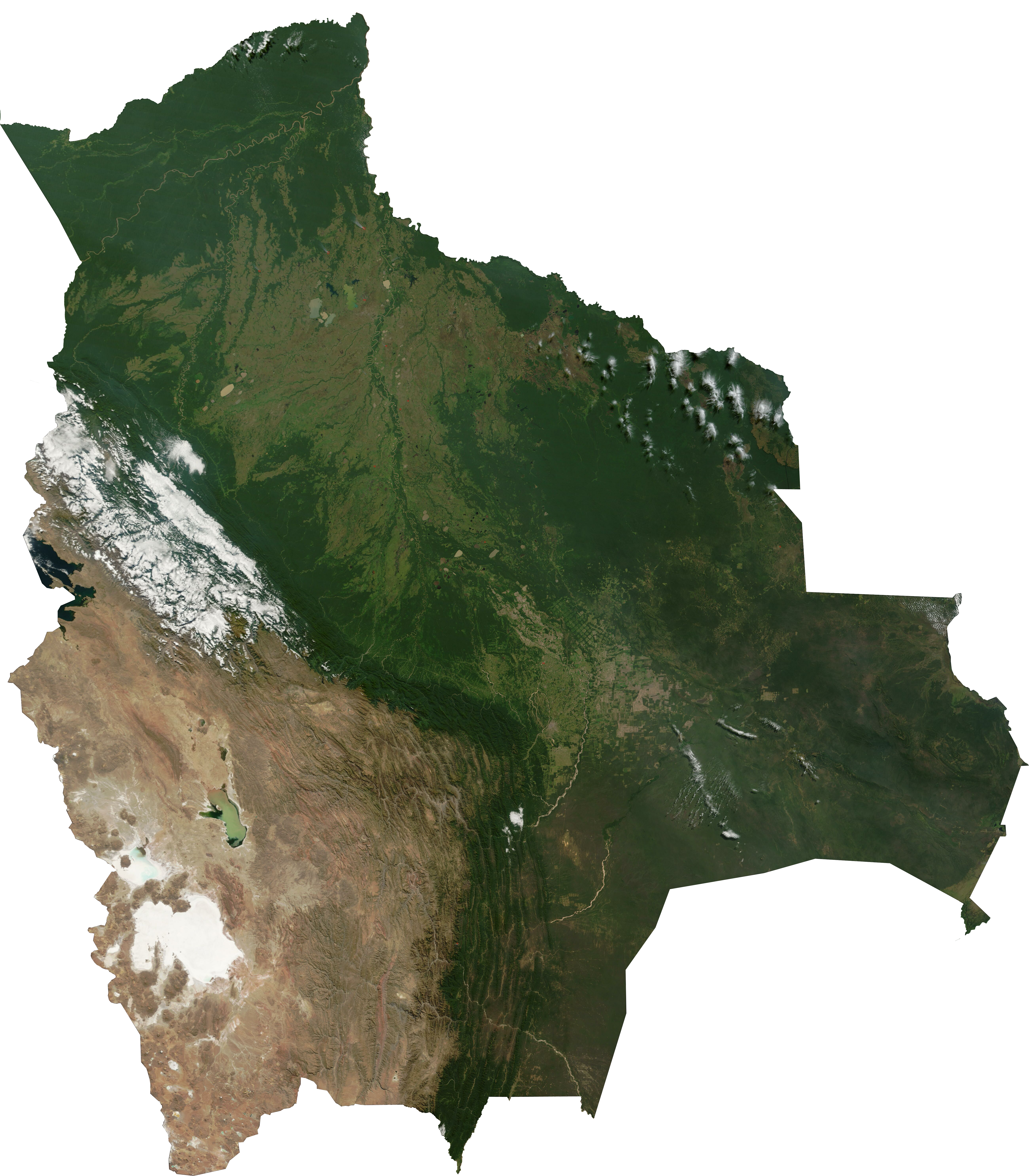 Satellite Image Of Bolivia (5279x6079), Png Download