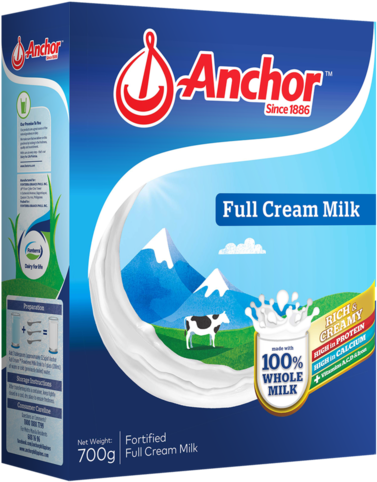 Anchor Full Cream Milk (454x549), Png Download