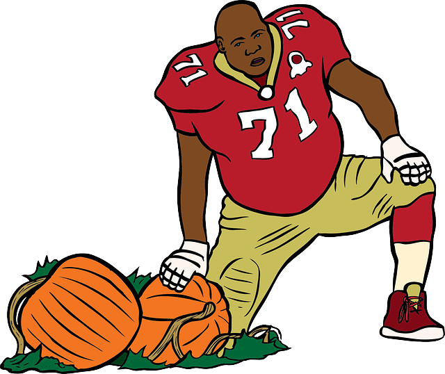 Food, Pumpkin, Cartoon, Big, Sports, Football, Player - Animated Moving Football Players (640x538), Png Download