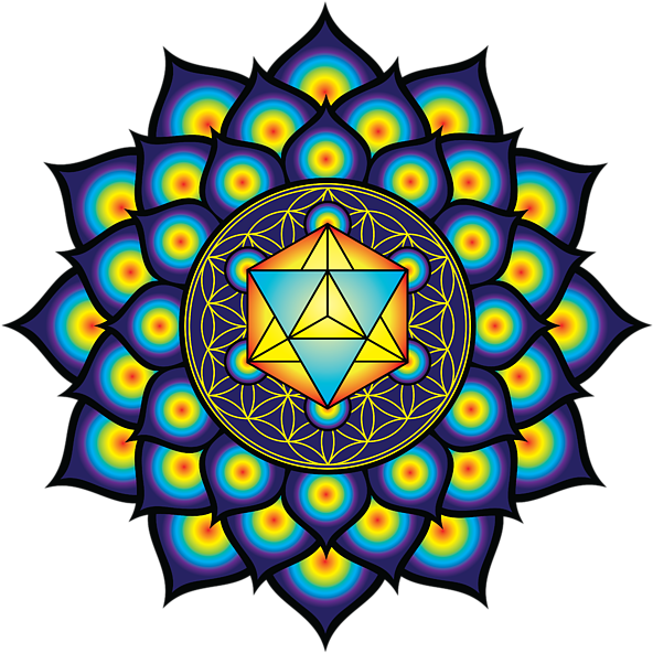 Flower Of Life, Sacred Geometry, Geometric Art, Mandala, - Merkaba Flower Of Life Mandala (600x600), Png Download