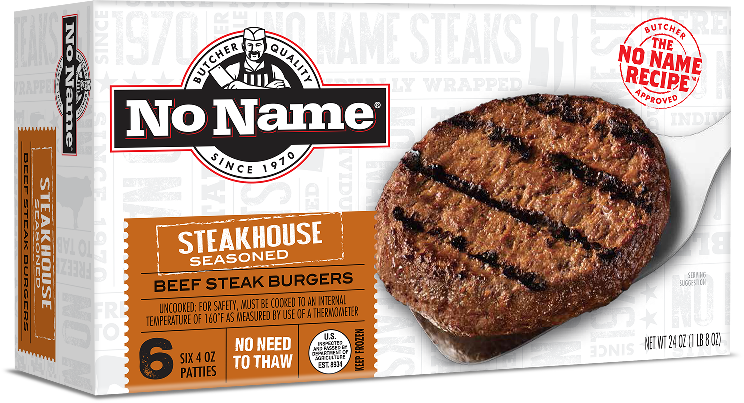 No Name® Steakhouse Seasoned Steak Burgers - No Name Burgers (1650x1042), Png Download