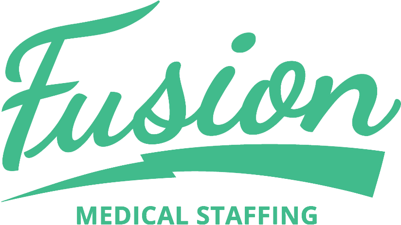 Fusion Name Badge Logo Noback - Fusion Medical Staffing Logo (879x489), Png Download