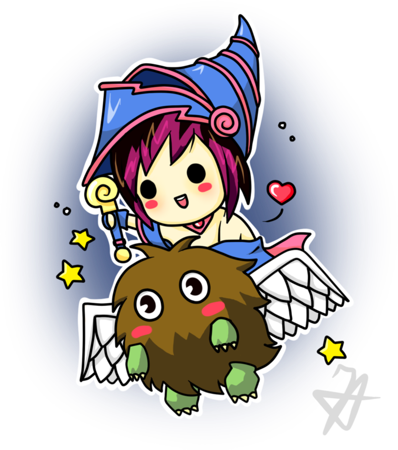 Chibi Dark Magician Girl And A Kuriboh, Can Anyone - Cartoon (858x930), Png Download
