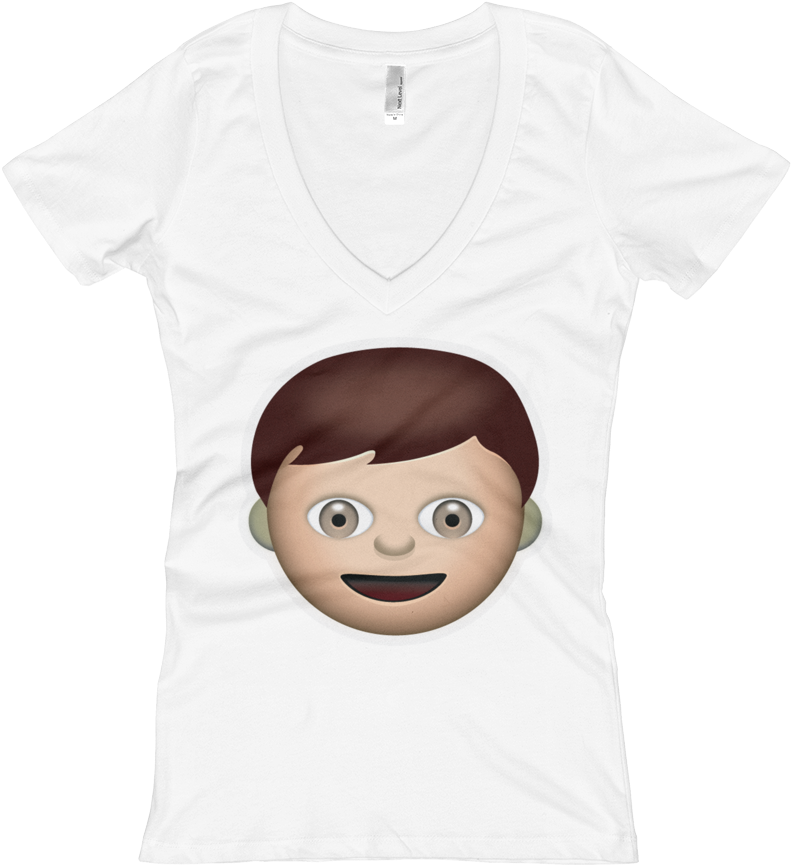 Women's Emoji V-neck - Cartoon (1000x1000), Png Download