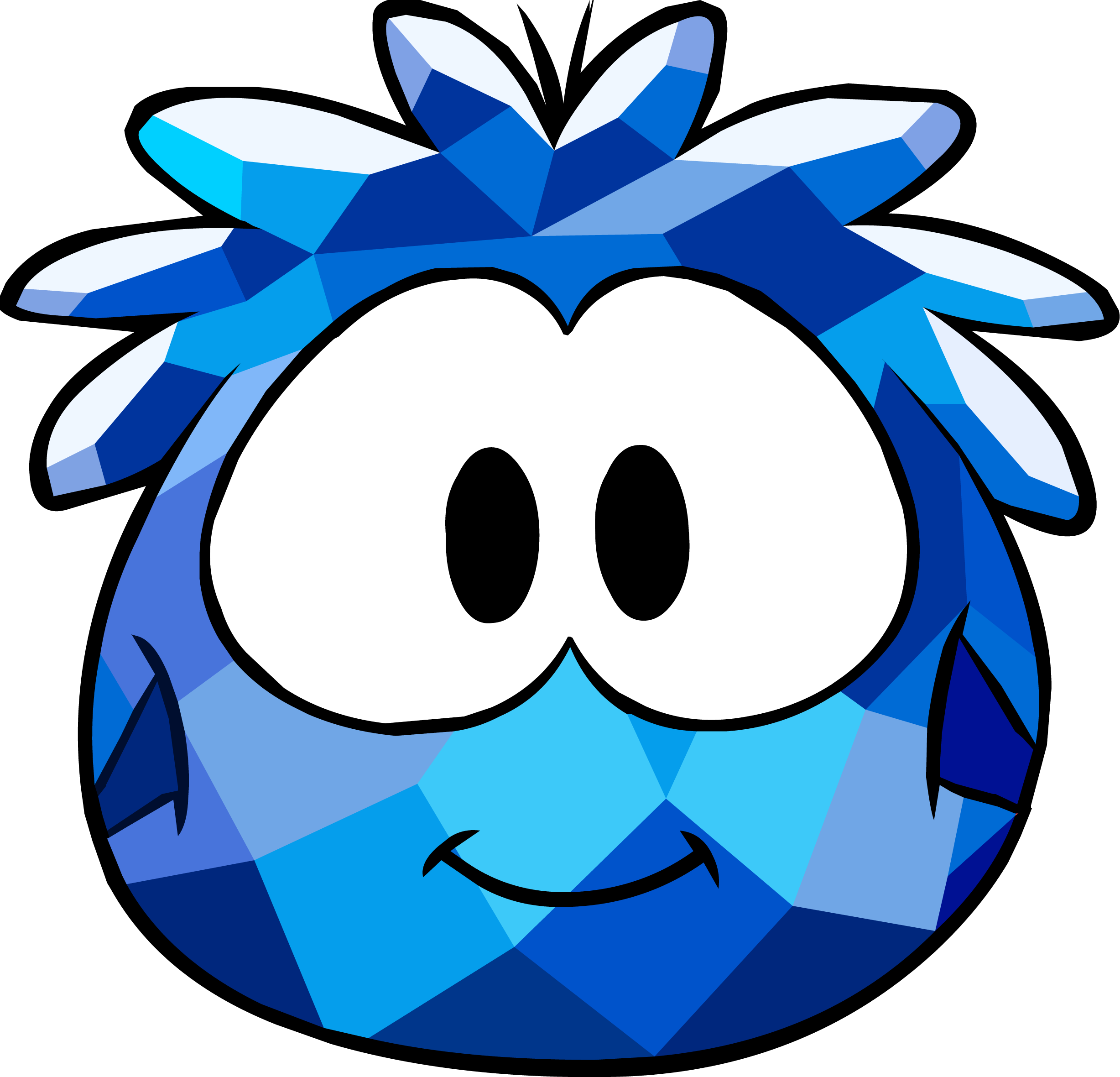 Blue Crystal Puffle Costume Icon - Puffle De Cristal Azul (2455x2360), Png Download