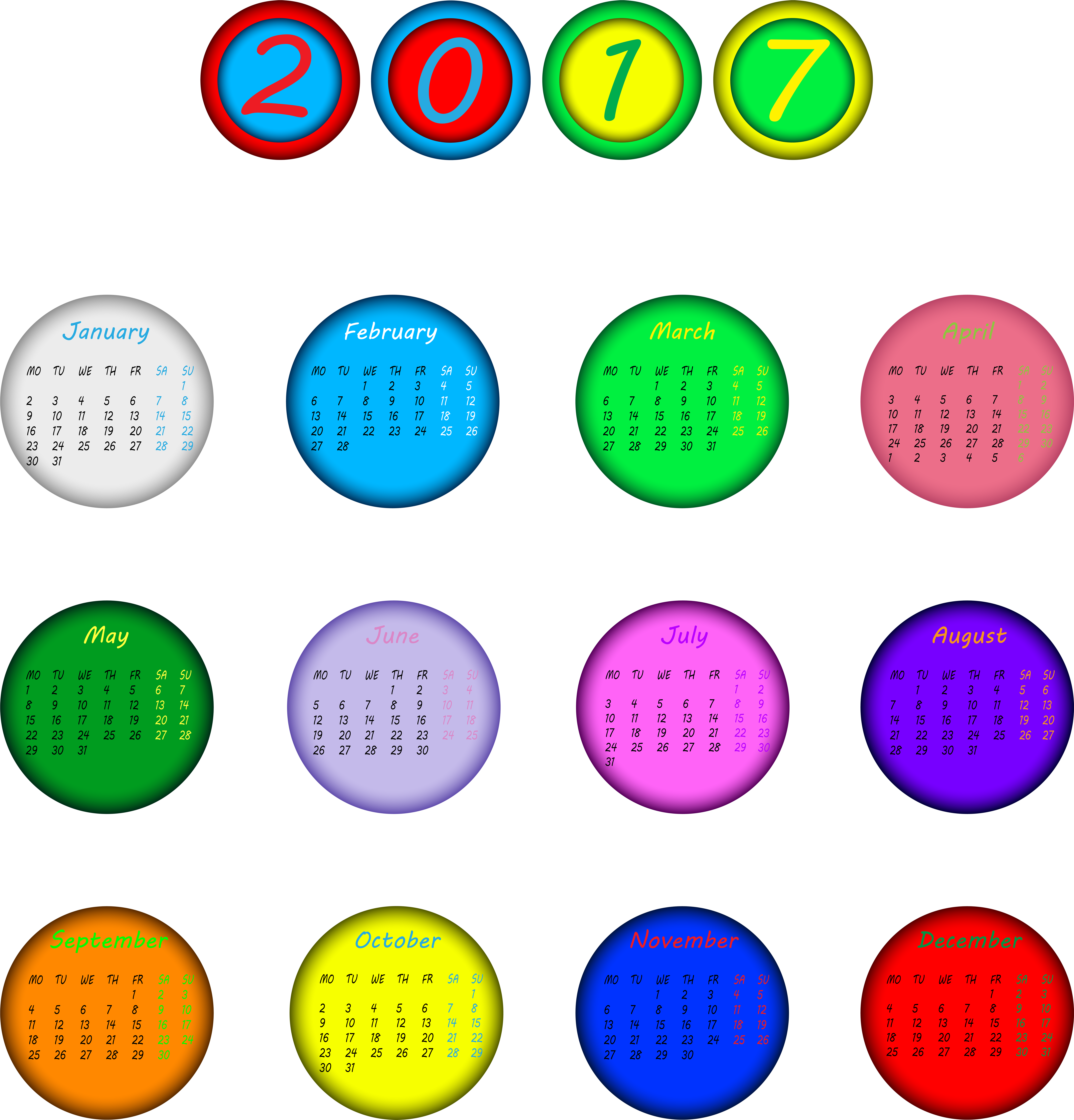 2017 Calender Png (7672x8000), Png Download
