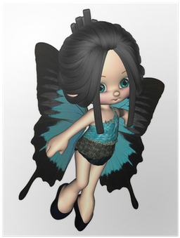 Cute Toon Fairy With Blue Peacock Butterfly Wings - Butterfly (400x400), Png Download