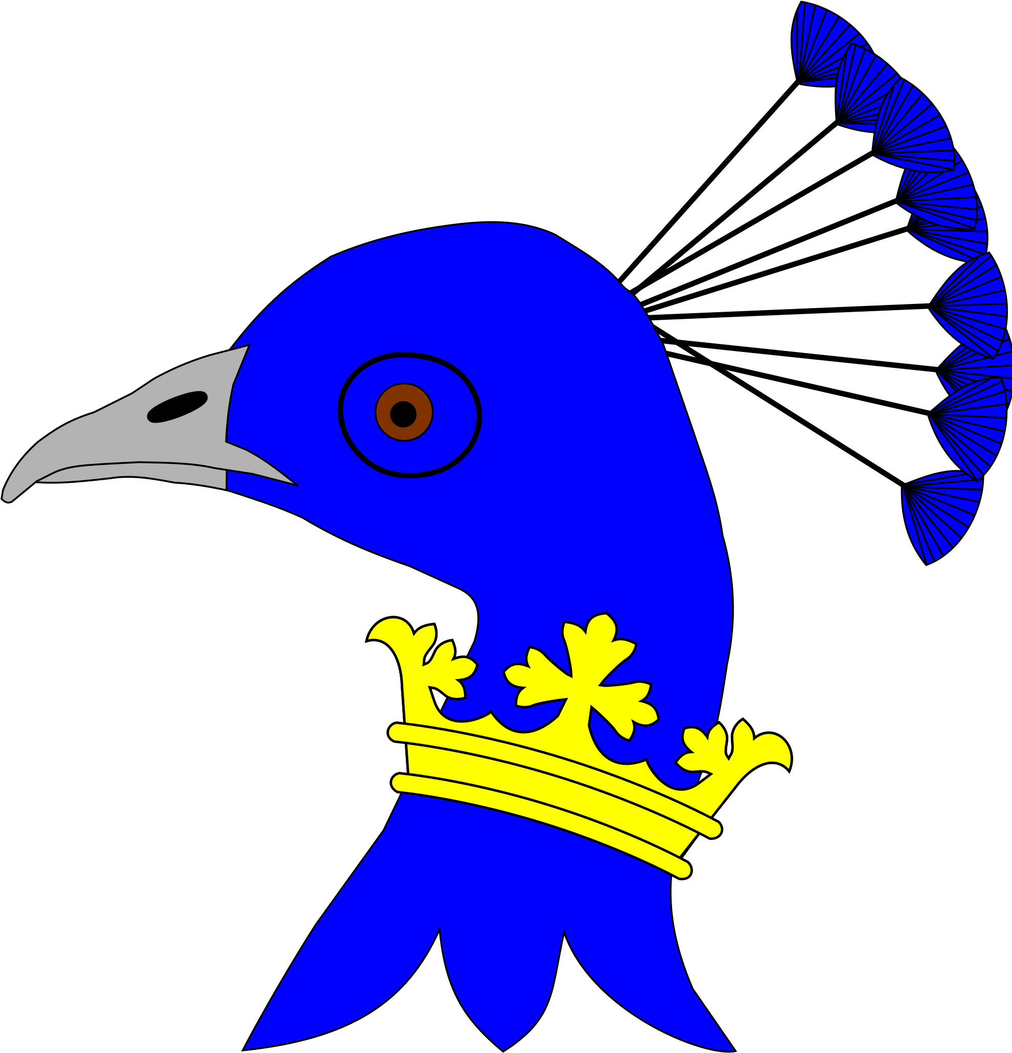 Open - Heraldic Peacock (2000x2828), Png Download