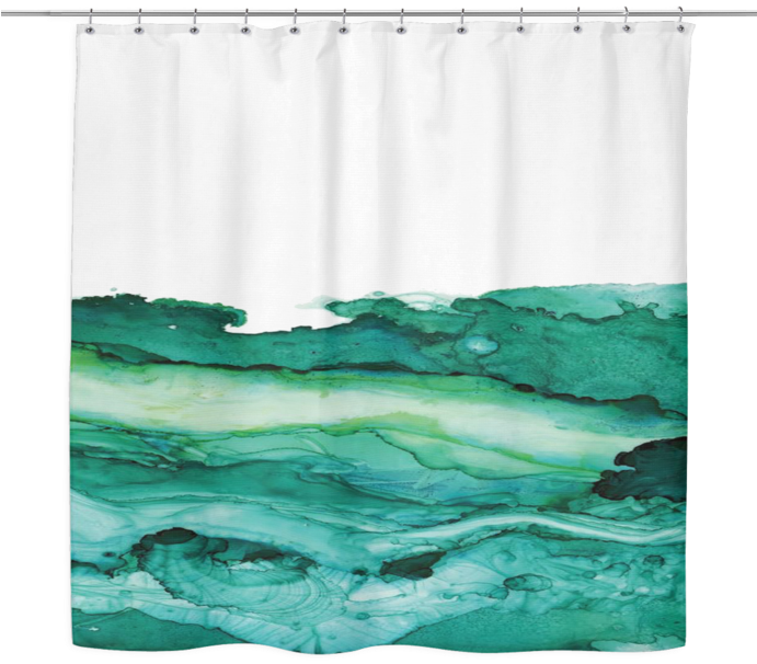 Ocean Green Marble Shower Curtain - Window Blind (690x690), Png Download
