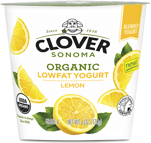 Organic Lemon - Clover Organic Farms Half & Half - 16 Oz Carton (622x622), Png Download