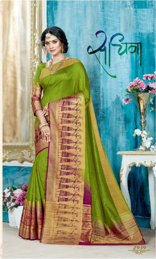 Shaded Purple And Lime Green Designer Silk Saree - Sari (920x880), Png Download