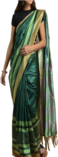 Unique Dark Green Colored Soft Silk Printed Designer - Silk (367x550), Png Download