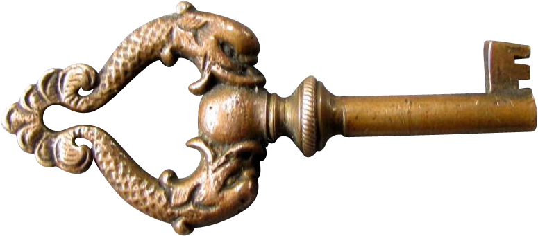 Antique 19th Century Brass Figural Cabinet Or Box Key - Weapon (774x774), Png Download