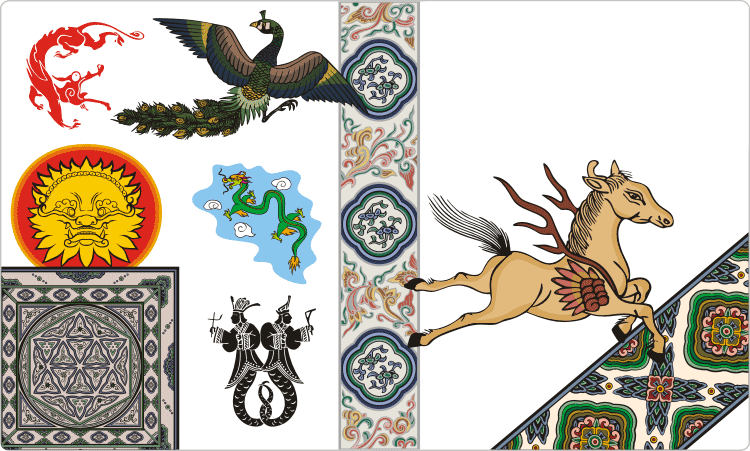 Chinese Designs And Ornaments - Fuxi & Nuwa Large Wall Clock (750x451), Png Download