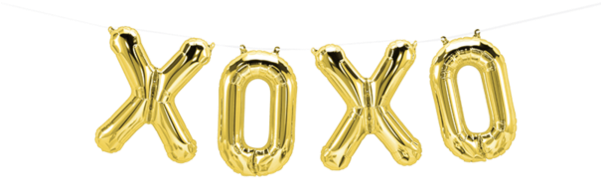 Gold Xoxo Balloon Letters Hanging As A Garland Against - Ballon Xoxo (600x600), Png Download