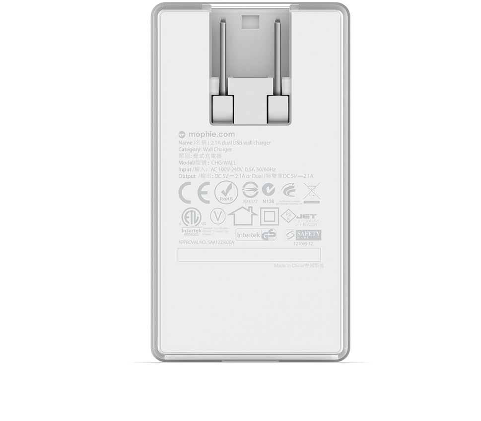 Cargador De Pared Mophie Dual Blanco 02 - Mophie 4.2 A Micro Usb Wall Charger (1000x1000), Png Download