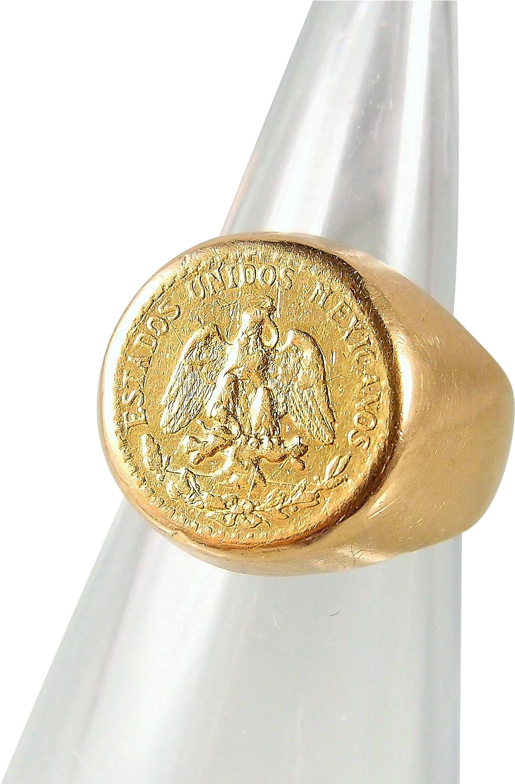 Mexican Pesos 900 Mil Gold Coin Ring Set On A 14k Solid (1534x1534), Png Download