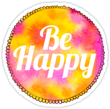 "be Happy Tumblr Watercolor Sticker" Stickers By - Watercolor Painting (375x360), Png Download