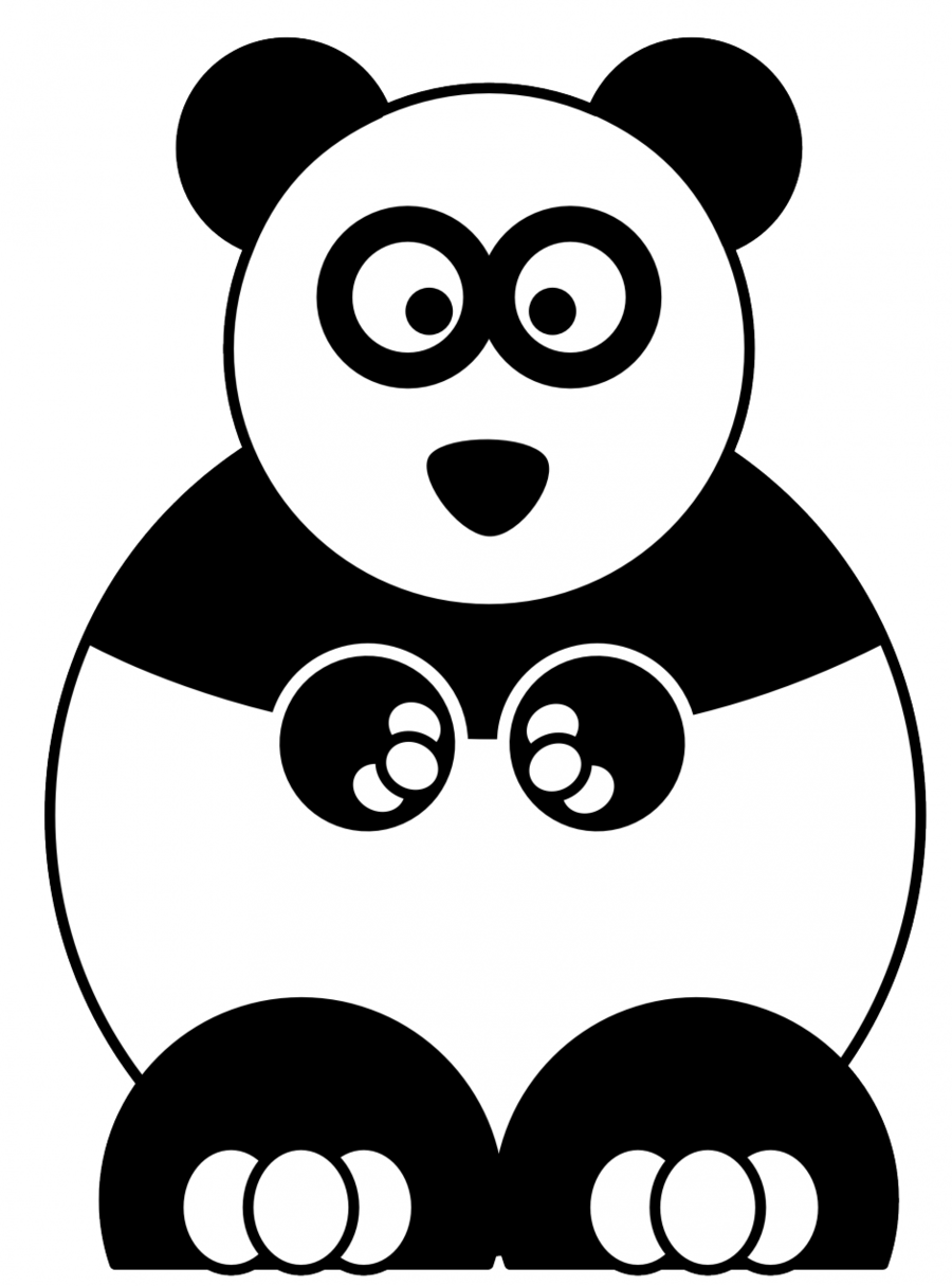 Cartoon Panda Clipart Giant Panda Cartoon Clip Art - Black And White Drawing Panda (900x1215), Png Download