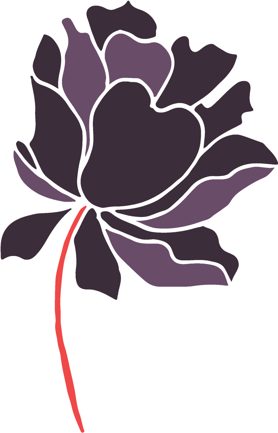 Dark Color Hand Painted Flowers Transparent Decorative - Portable Network Graphics (1024x1647), Png Download