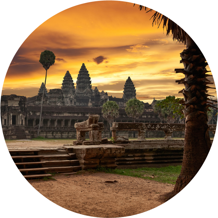 Angkor Wat - Sunset Di Angkor Wat (723x717), Png Download