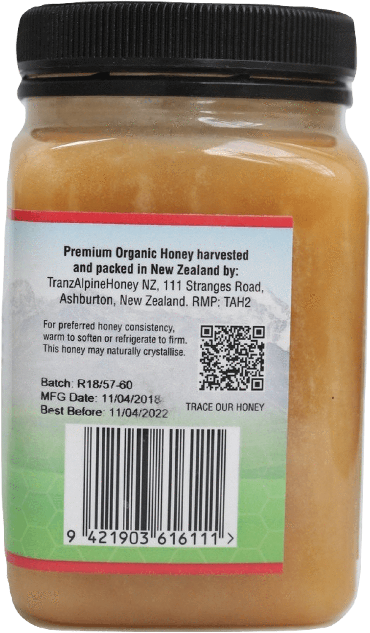 Tranzalpine 100% Organic Rata Honey, 500gm - Honey (1160x1547), Png Download