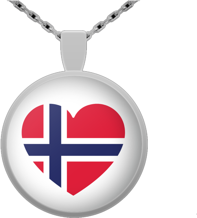 Norway Flag Heart Round Pendant Necklace - Inukshuk Necklace, Inukshuk Jewelry, Inukshuk Gift, (400x480), Png Download
