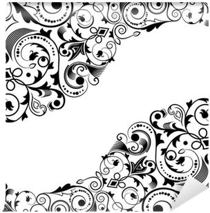 Black And White Floral Corner Ornament Wall Mural • - Illustration (400x400), Png Download