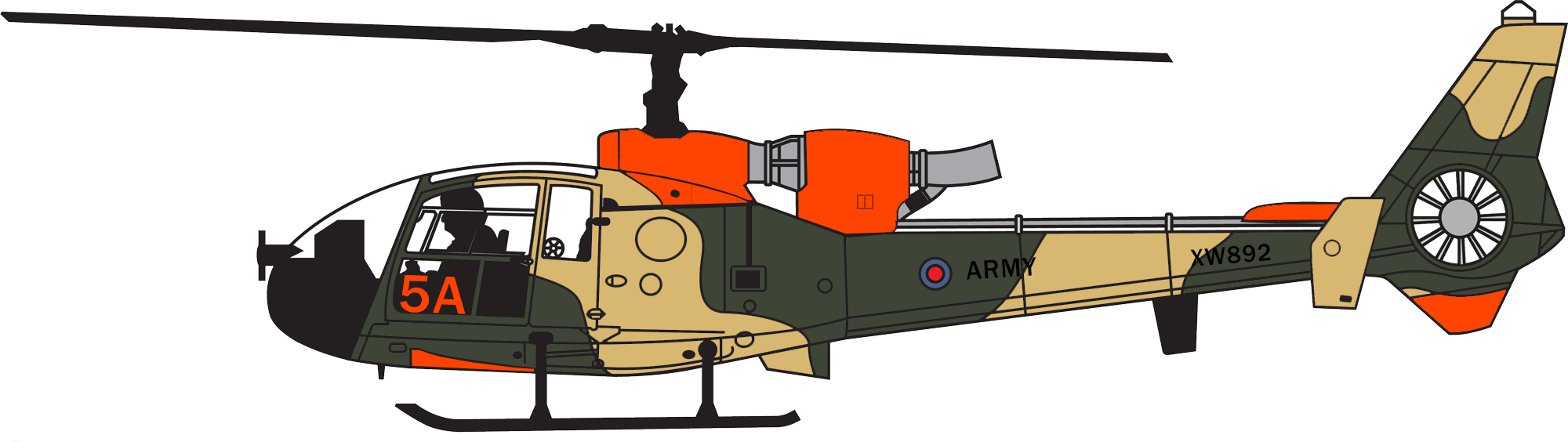 Army Helicopter Clipart British - Aviation 72 Westland Gazelle - Royal Navy Xx436 (2000x564), Png Download