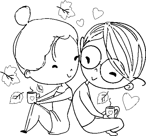 Dibujo De Dos Jóvenes Enamorados Para Colorear - Dibujos Para Colorear Para Jovenes (600x470), Png Download