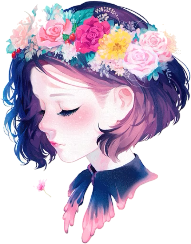 Amino Png Tumblr - Girls Wearing Flower Drawing (658x824), Png Download