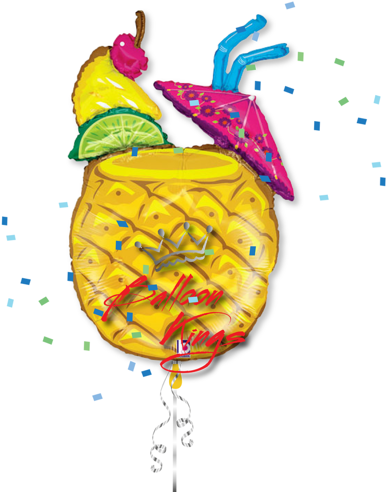 Tropical Drink Pineapple - Betallic Tropical Drink 37" Large Mylar Balloon (1024x1024), Png Download