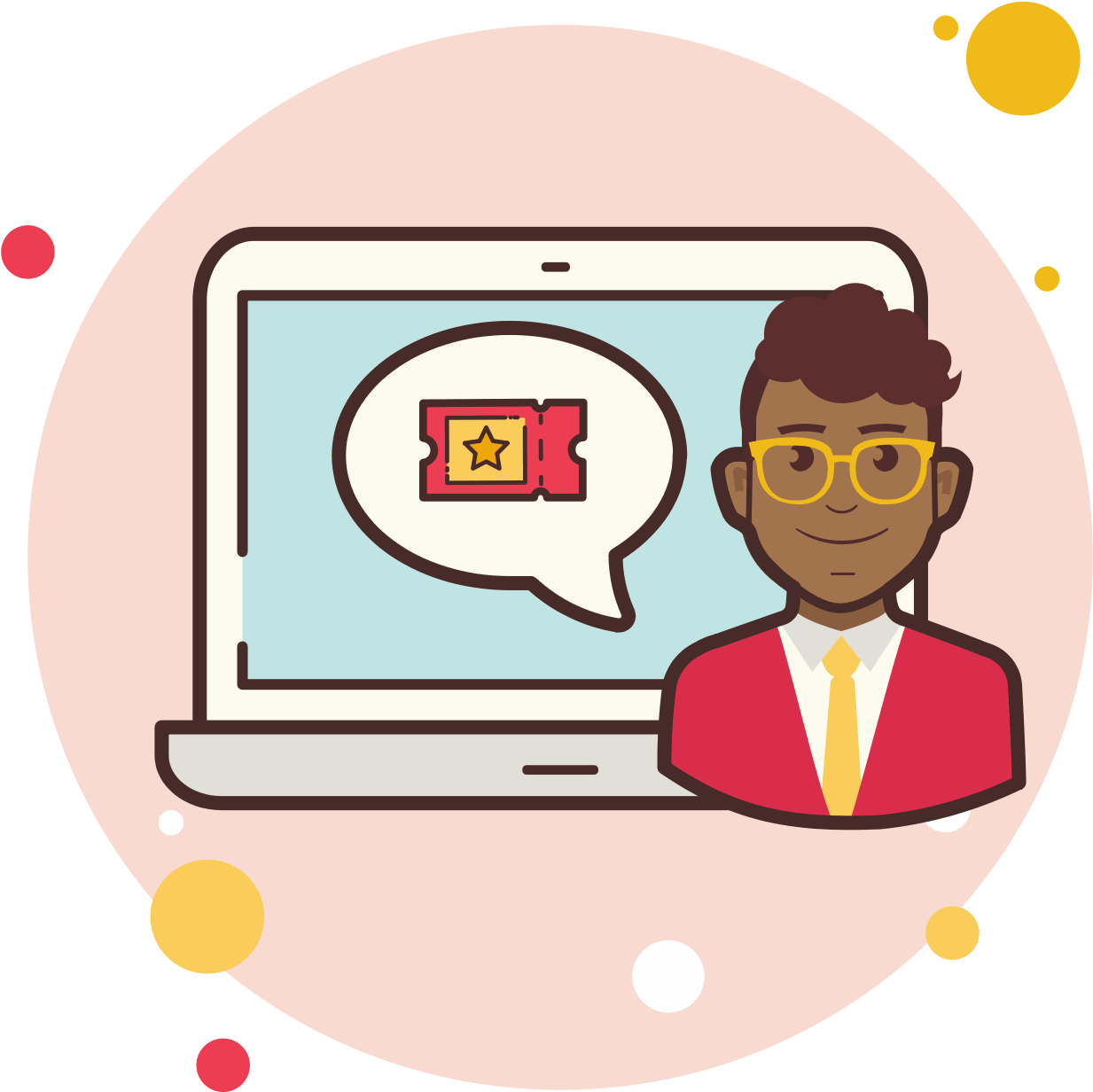 Man Laptop Cinema Ticket Icon - Laptop (1600x1600), Png Download
