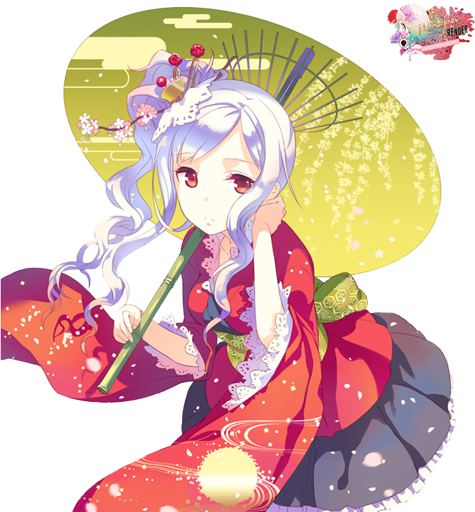 Anime Yukata Girl Png (696x745), Png Download