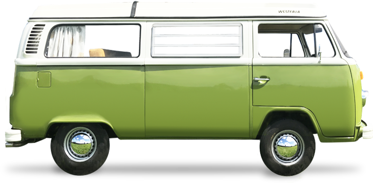 1973 Vw Type 2 Westfalia Green/white - Campervan (779x376), Png Download