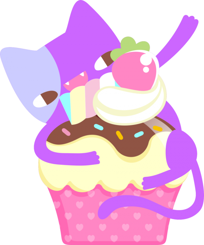 Cat Loves Cupcake - Cat Cupcake Png (650x783), Png Download