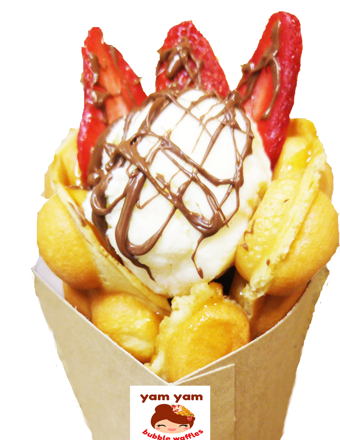 Queen Strawtella Yam Bubble - Bubbles Waffles Ice Cream Png (1680x1480), Png Download