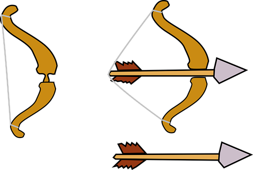 Archery Arrow Bow Medieval Weapon Archery - Cartoon Bow And Arrow Png (506x340), Png Download
