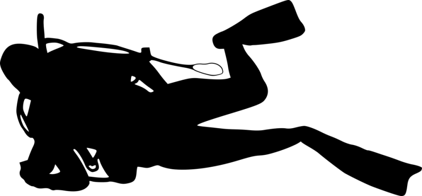 Free Png Scuba Diver Silhouette Png Images Transparent - Diver Silhouette Png (850x396), Png Download