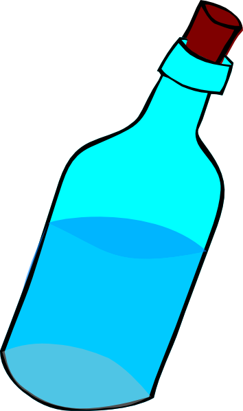 Glass Blue Bottle Full Of Water Svg Clip Arts 354 X (354x598), Png Download