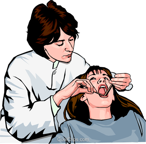 Girl At Dentist Royalty Free Vector Clip Art Illustration - Medical And Dental Clipart (480x475), Png Download